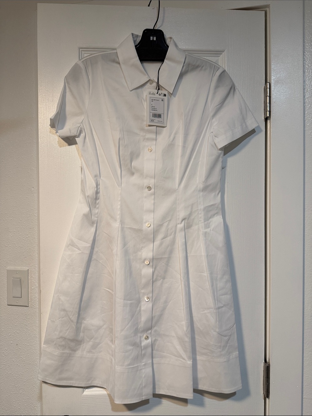 Theory White Short-Sleeve Shirt Dress